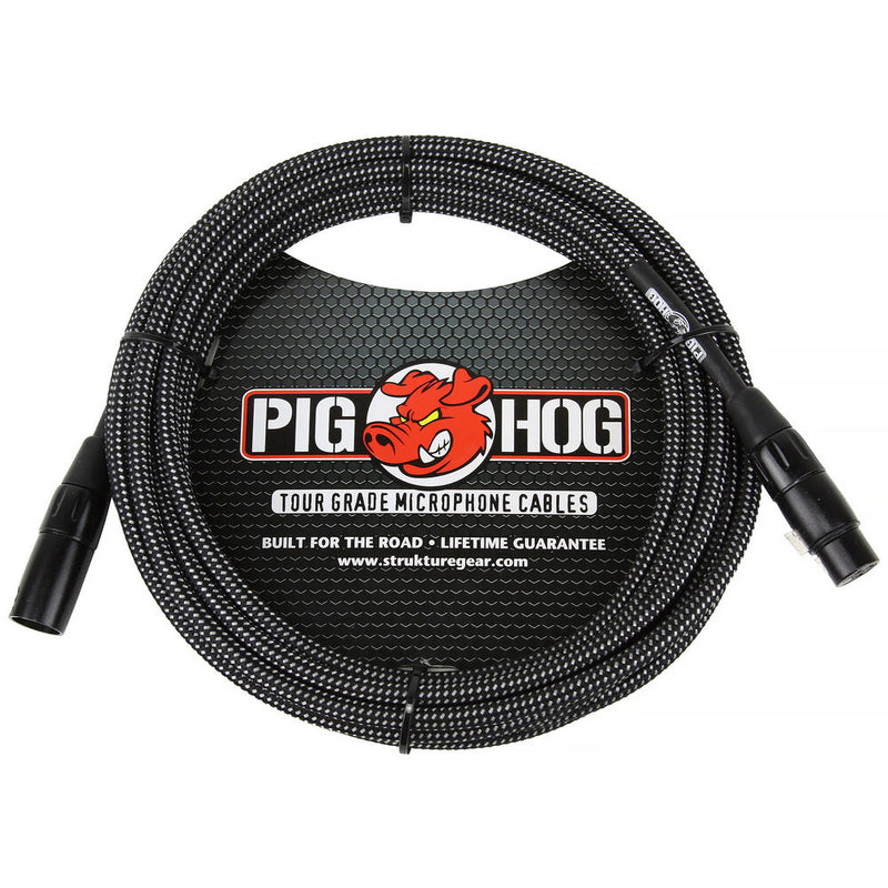 Pig Hog Vintage Series Woven XLR Microphone Cable (Black & White, 10')