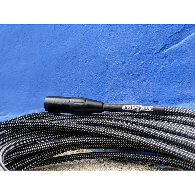 Pig Hog Vintage Series Woven XLR Microphone Cable (Black & White, 10')