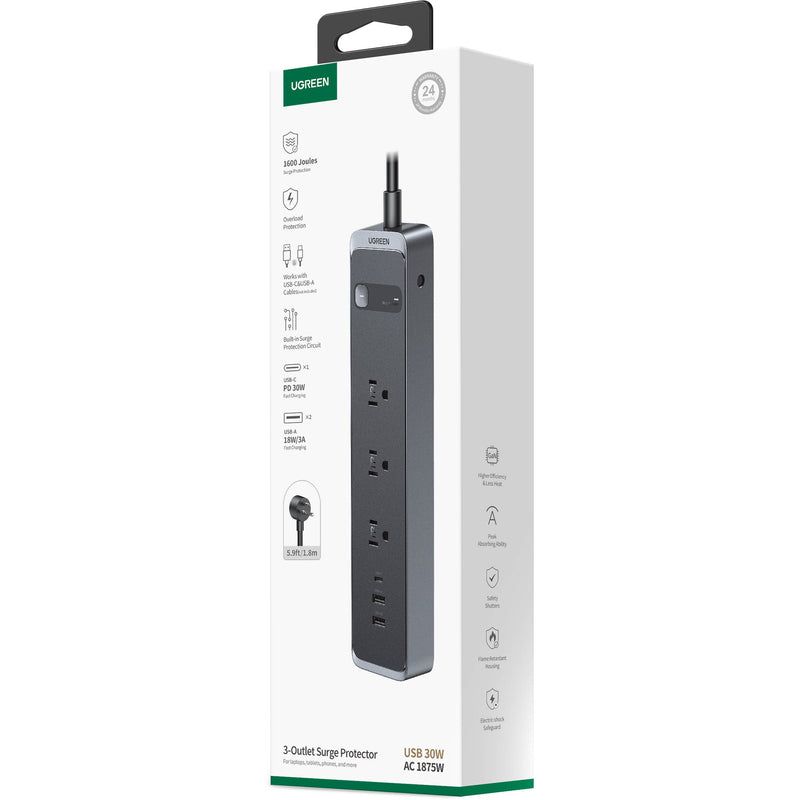 UGREEN 3-Outlet 30W Surge Protector