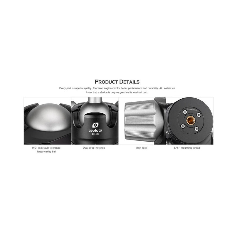 Leofoto LH-36LR Ball Head with LR-50 Lever-Release Clamp