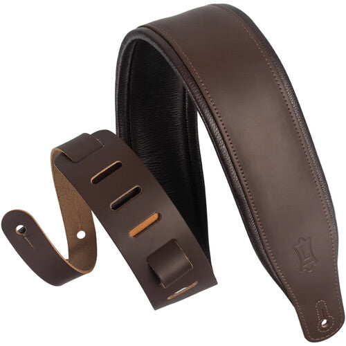 Levy's Amped Leather Series Guitar Strap (Dark Brown)