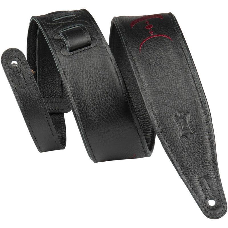 Levy's 2.5" Black Garment Leather Guitar Strap (Moon Phases/Burgandy)