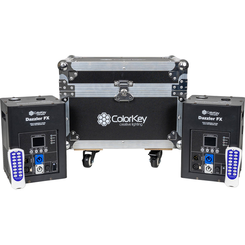 ColorKey Dazzler FX MK2 Cold Spark Machines with Road Case (Black, 2-Pack)