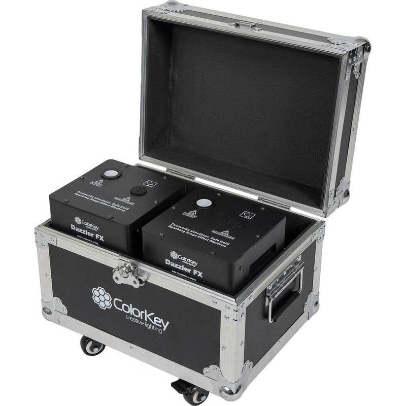 ColorKey Dazzler FX MK2 Cold Spark Machines with Road Case (Black, 2-Pack)