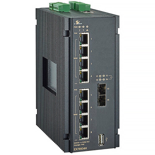 EtherWAN EX78922H-0VB 8-Port Gigabit PoE++ Compliant Managed Industrial Switch