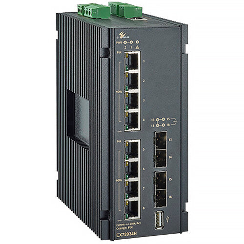 EtherWAN EX78924H-0VB 8-Port Gigabit PoE++ Compliant Managed Industrial Switch