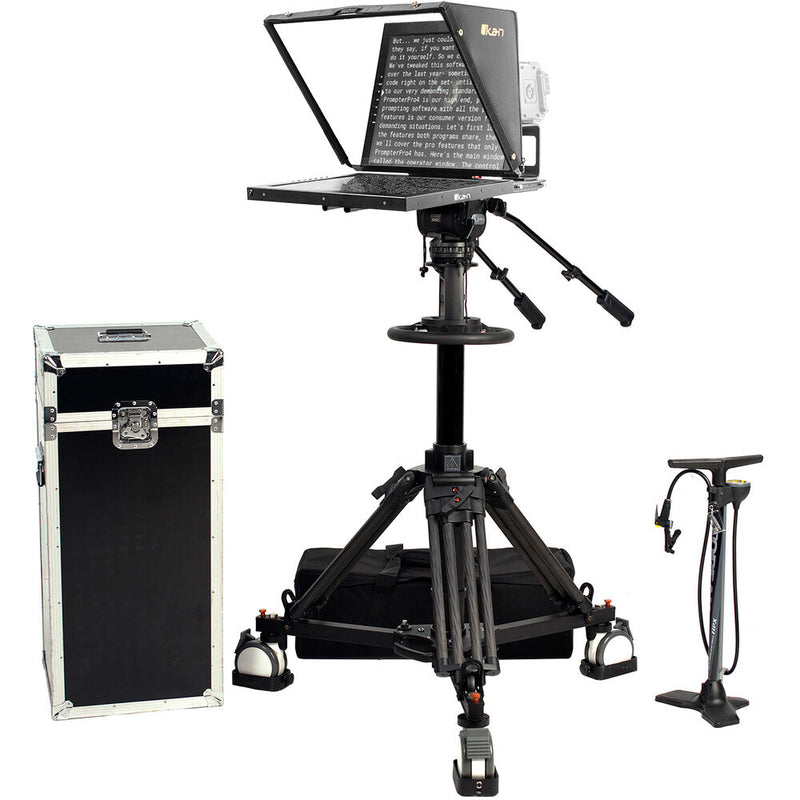 ikan 19" High-Bright SDI Teleprompter with Pedestal & Dolly Turnkey