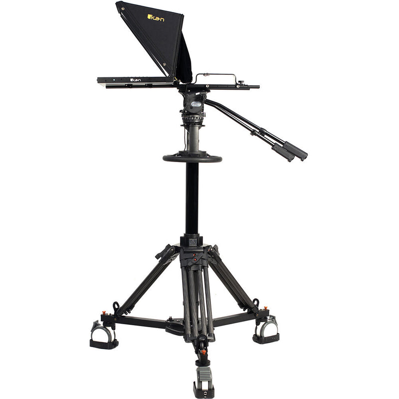 ikan 19" High-Bright HDMI Teleprompter with Talent Monitor, Pedestal & Dolly Turnkey