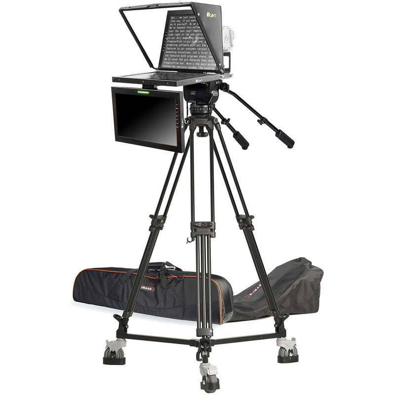 ikan 19" High-Bright HDMI Teleprompter with Talent Monitor, Tripod & Dolly Turnkey