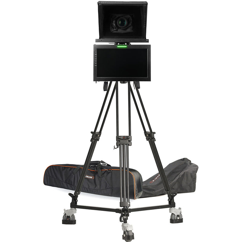ikan 19" High-Bright HDMI Teleprompter with Talent Monitor, Tripod & Dolly Turnkey