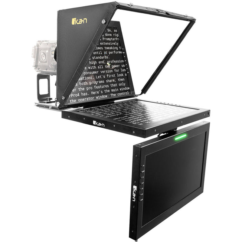 ikan 19" High-Bright HDMI Teleprompter with Talent Monitor, Tripod & Dolly Turnkey