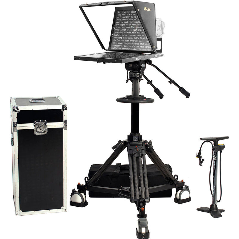 ikan 19" High-Bright HDMI Teleprompter with Pedestal & Dolly Turnkey