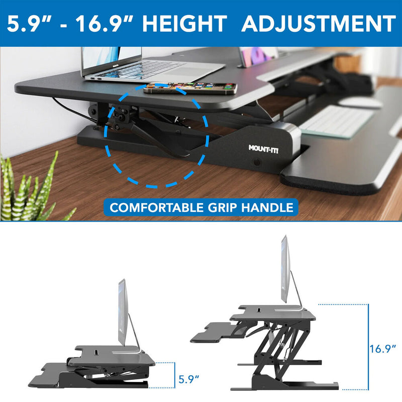 Mount-It! Large Standing Desk Converter (Black, 47")