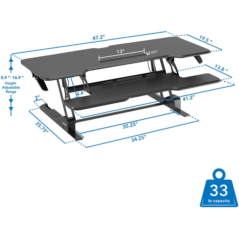 Mount-It! Large Standing Desk Converter (Black, 47")