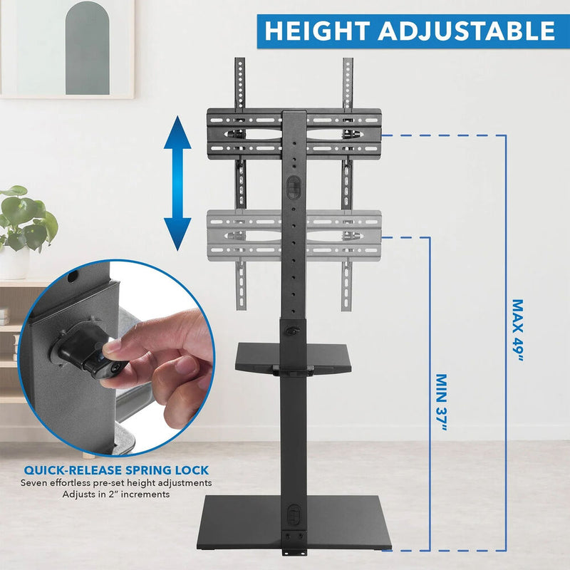 Mount-It! MI-1877 Height Adjustable TV Stand with Shelf for Up to 55" Displays