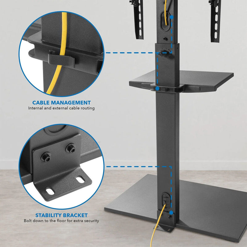 Mount-It! MI-1877 Height Adjustable TV Stand with Shelf for Up to 55" Displays