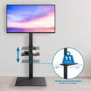 Mount-It! MI-1877 Height Adjustable TV Stand with Shelf for Up to 55" Displays