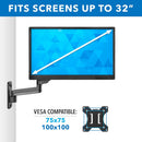 Mount-It! MI-3753B Height-Adjustable Monitor Wall Mount for Up to 32" Displays (Black)