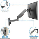 Mount-It! MI-3753B Height-Adjustable Monitor Wall Mount for Up to 32" Displays (Black)