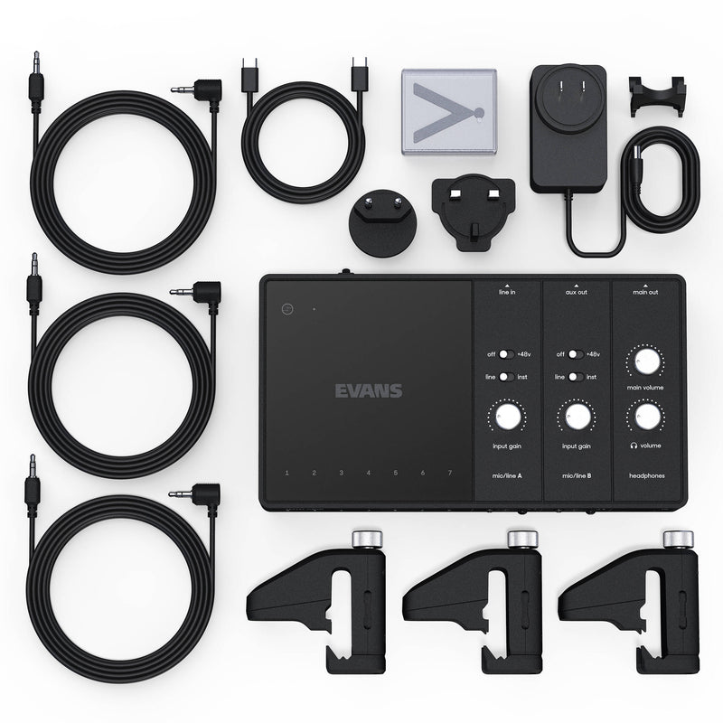 D'Addario EVANS Hybrid Sensory Percussion Sound System for Acoustic Drums