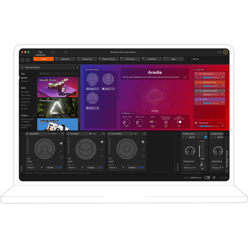 D'Addario EVANS Hybrid Sensory Percussion Sound System for Acoustic Drums