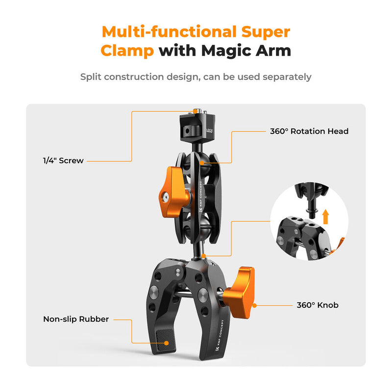 K&F Concept MS13 Multifunctional Super Clamp with Ball Head Magic Arm