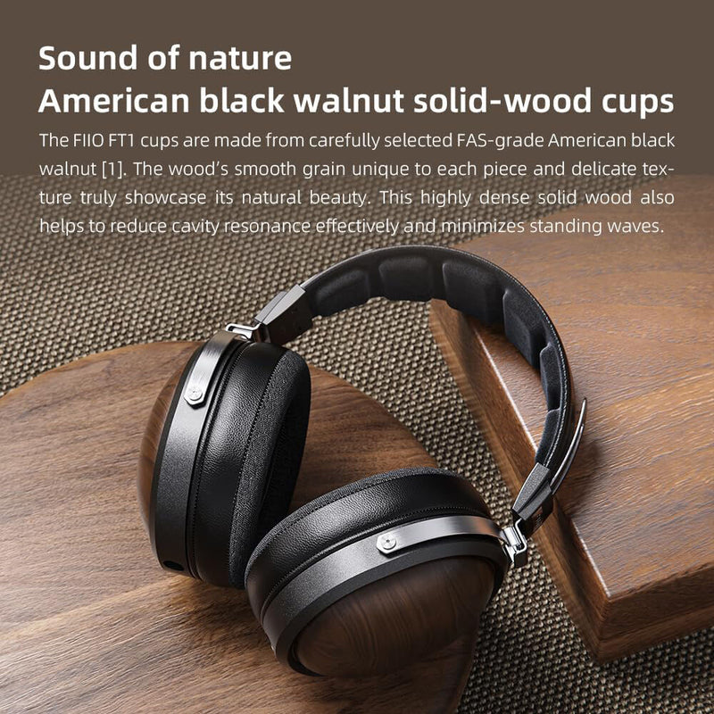 FiiO FT1 Large Dynamic Closed-Back Over-Ear Headphones (American Black Walnut)