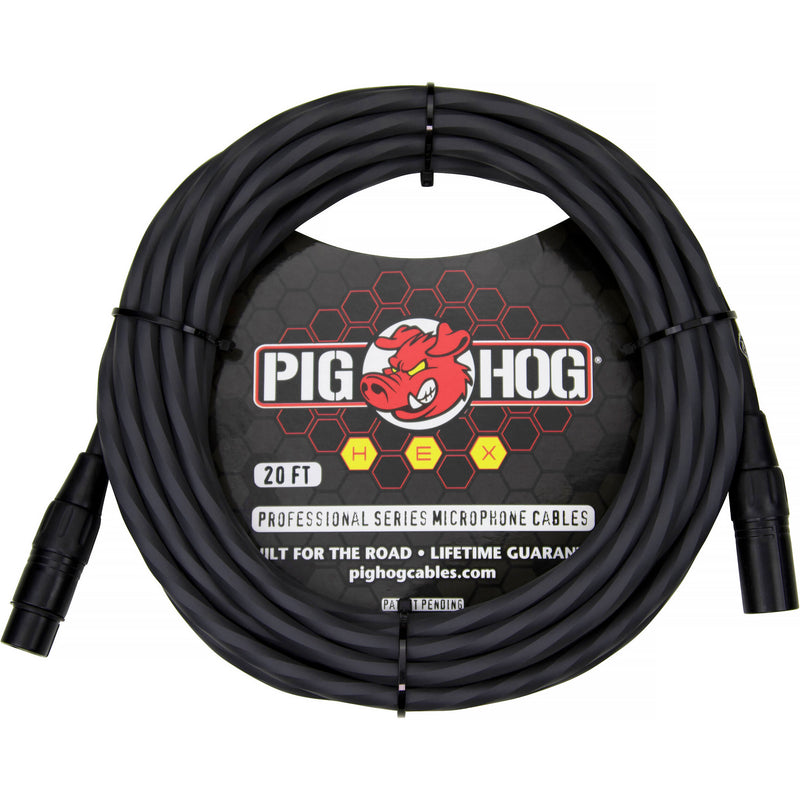 Pig Hog Hex Series XLR Microphone Cable (Gray, Straight to Straight, 20')