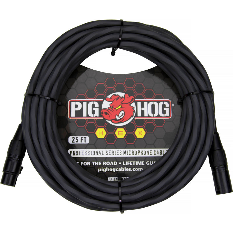 Pig Hog Hex Series XLR Microphone Cable (Gray, Straight to Straight, 25')