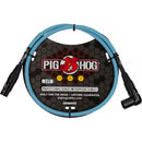 Pig Hog Hex Series XLR Microphone Cable (Daphne Blue, Straight to Right Angle, 3')