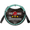 Pig Hog Hex Series XLR Microphone Cable (Seafoam Green, Straight to Right Angle, 3')