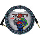 Pig Hog Vintage Series 1/4" Instrument Cable (Blue Graffiti, Straight to Right-Angle, 10')
