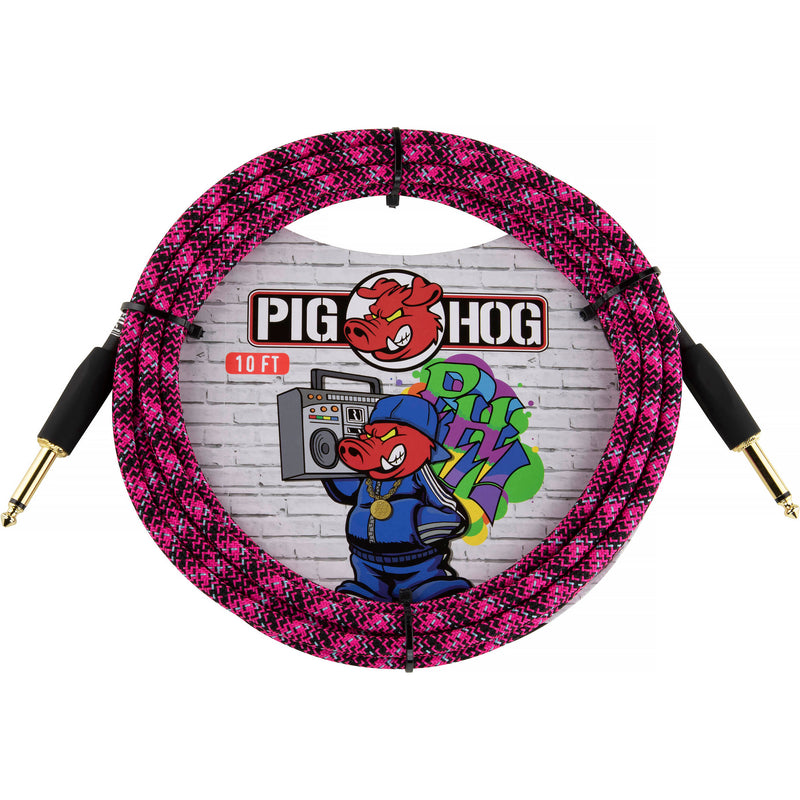 Pig Hog Vintage Series 1/4" Instrument Cable (Pink Graffiti, Straight to Straight, 10')