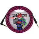 Pig Hog Vintage Series 1/4" Instrument Cable (Pink Graffiti, Straight to Right-Angle, 10')