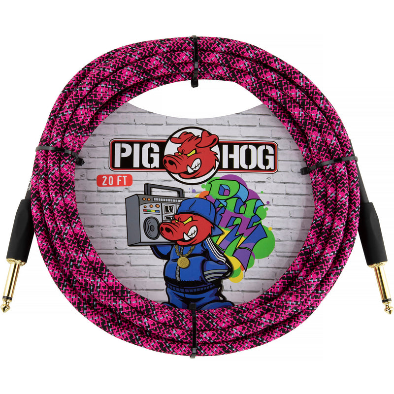 Pig Hog Vintage Series 1/4" Instrument Cable (Pink Graffiti, Straight to Straight, 20')