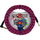 Pig Hog Vintage Series 1/4" Instrument Cable (Pink Graffiti, Straight to Right-Angle, 20')