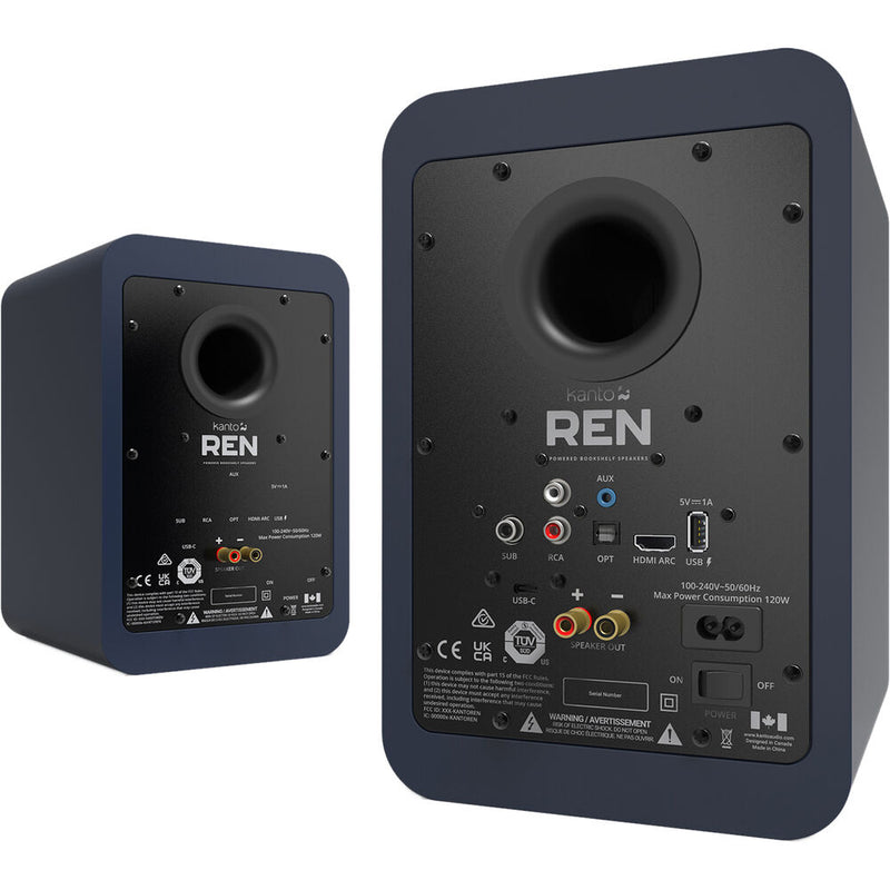 Kanto Living Ren 2-Way Active Wireless Bookshelf Speakers (Pair, Matte Blue)