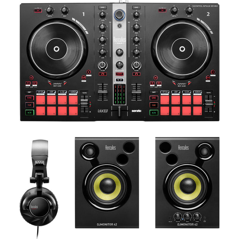 Hercules DJ Essential Kit with DJControl Inpulse 300 Controller, Monitors, and Headphones