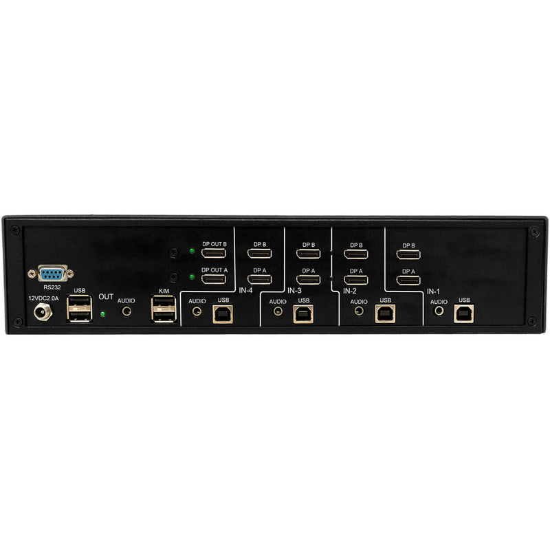 Smart-AVI 4-Port Dual-Head DisplayPort KVM Switch with USB 2.0 and Audio