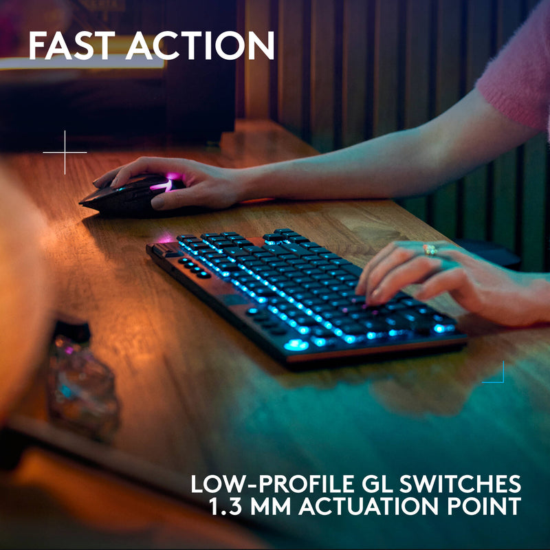 Logitech G G915 X LIGHTSPEED TKL LP Wireless RGB Mechanical Gaming Keyboard (Carbon, GL Clicky)