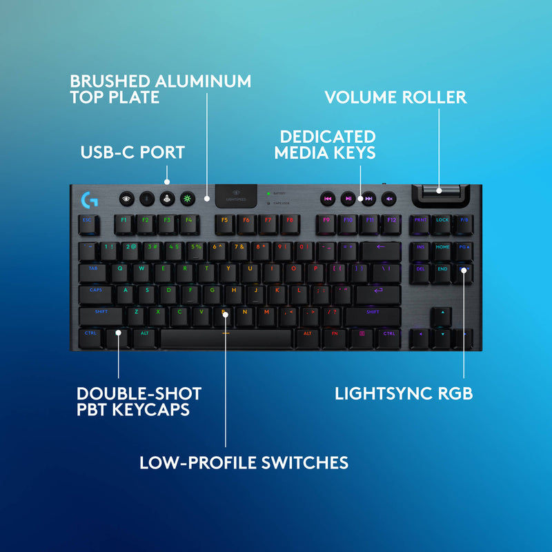 Logitech G G915 X LIGHTSPEED TKL LP Wireless RGB Mechanical Gaming Keyboard (Carbon, GL Clicky)