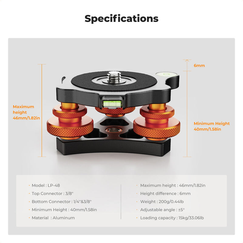 K&F Concept Tri-Wheel Tripod Leveling Base