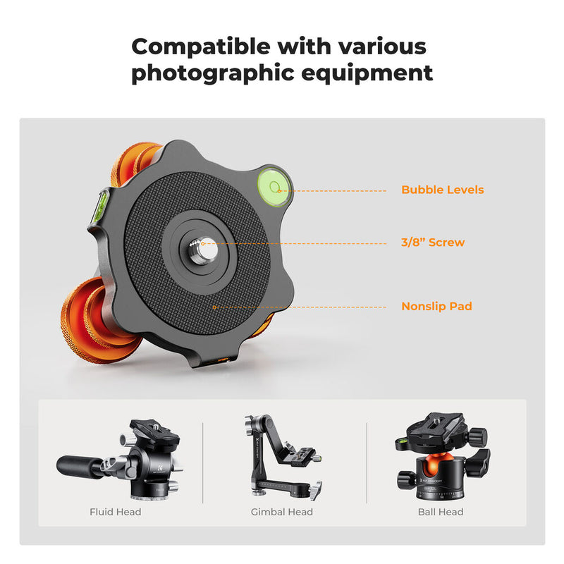 K&F Concept Tri-Wheel Tripod Leveling Base