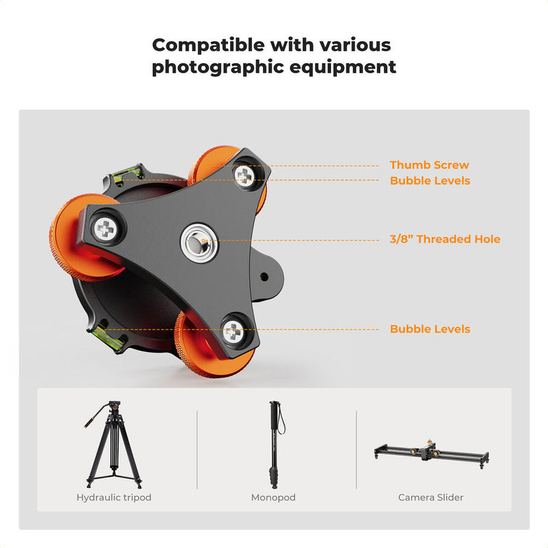 K&F Concept Tri-Wheel Tripod Leveling Base