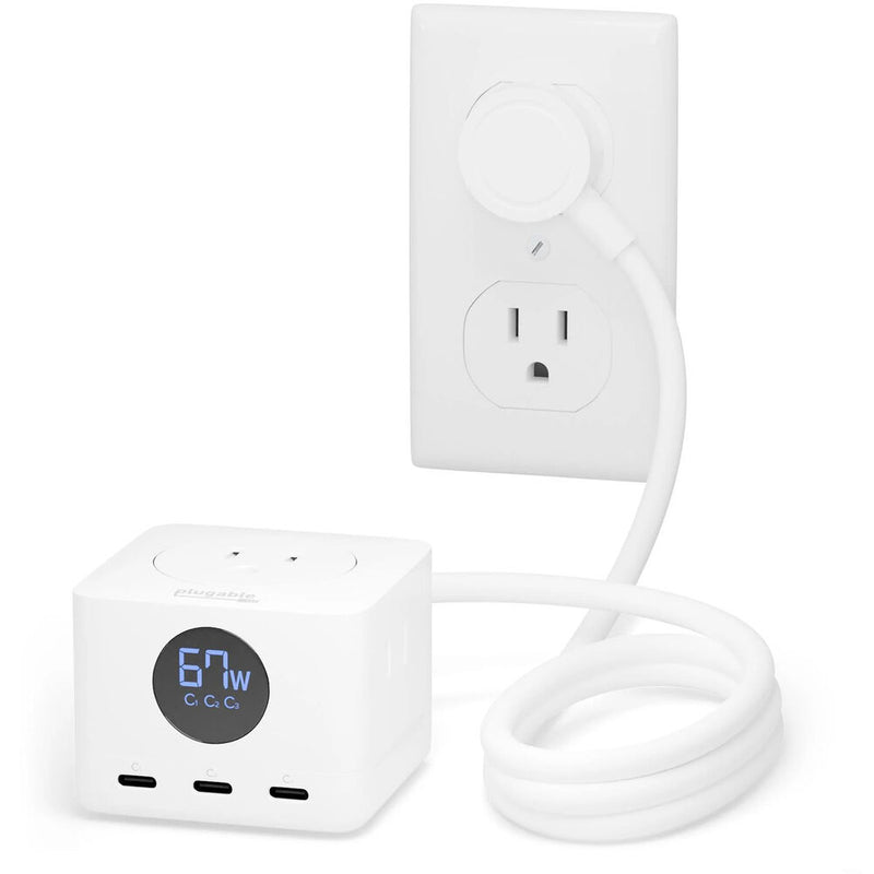 Plugable 67W USB-C Power Strip and Charging Station with Power Meter
