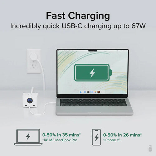 Plugable 67W USB-C Power Strip and Charging Station with Power Meter