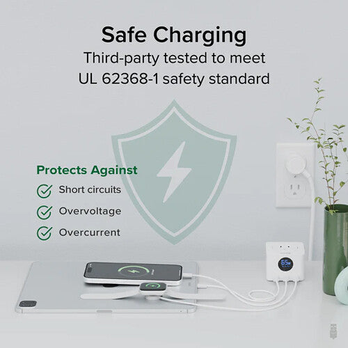 Plugable 67W USB-C Power Strip and Charging Station with Power Meter