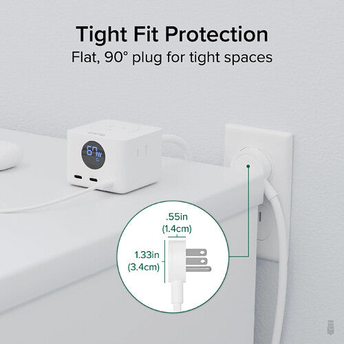 Plugable 67W USB-C Power Strip and Charging Station with Power Meter