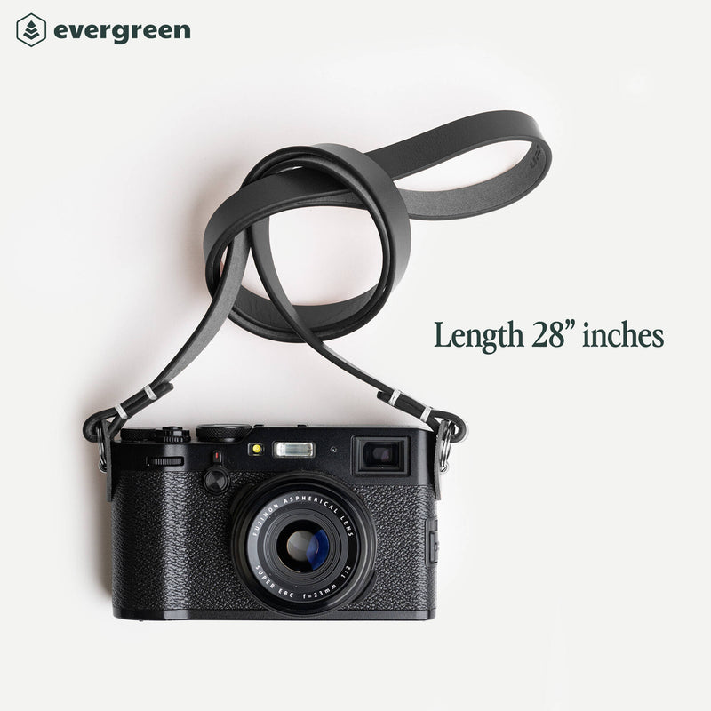 Evergreen Cases Minimalist Leather Camera Strap (Black, 28")