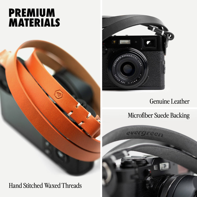 Evergreen Cases Minimalist Leather Camera Strap (Tan, 28")